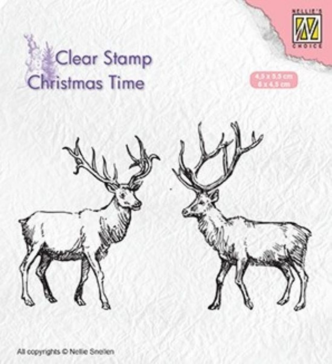 CT028 Clear stempel clearstamp two reindeer rendieren christmas time kerst